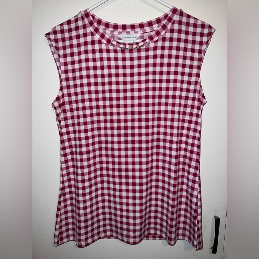 Liz Claiborne Red and White Shirt